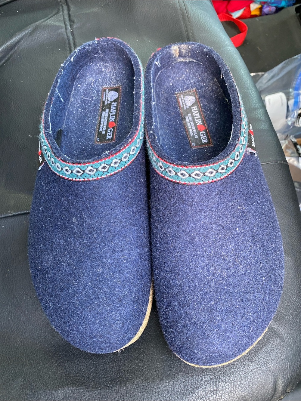 Preowned Haflinger Navy Wool ClogsTrim 42 Excellent